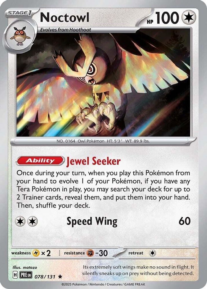 Pokemon TCG - Noctowl 078/131 Holo Prismatic Evolutions NM