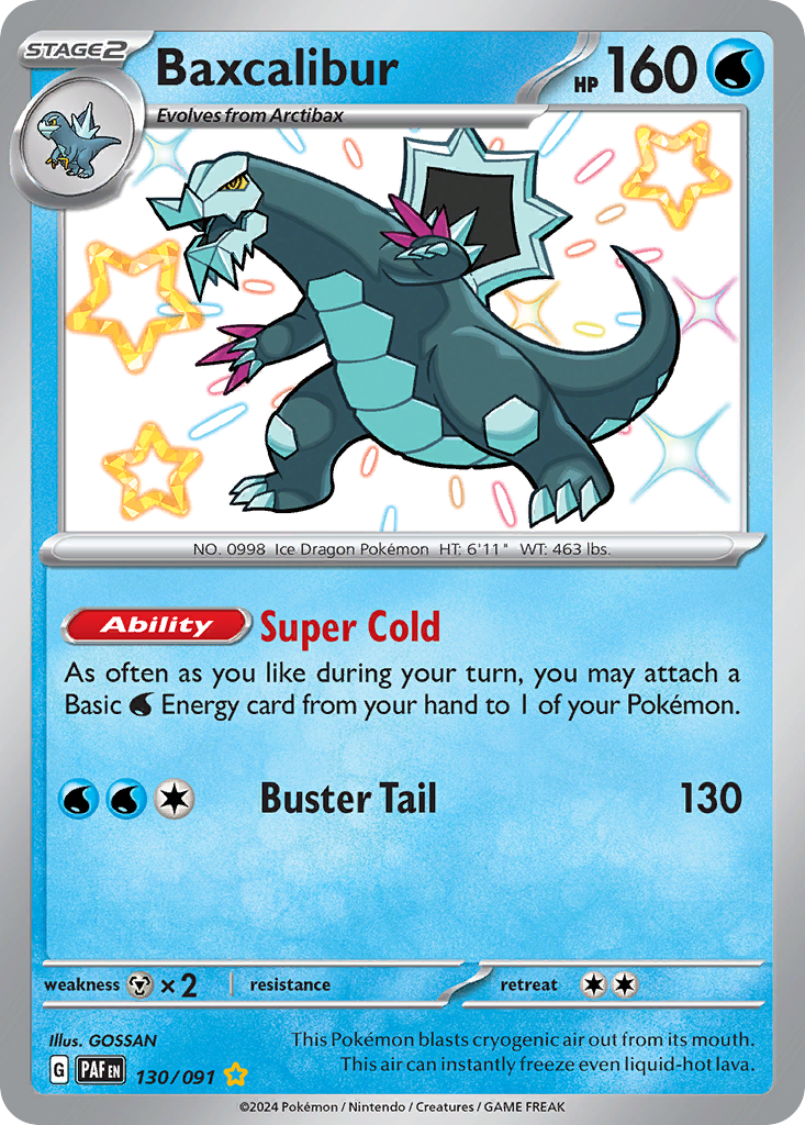 Baxcalibur 130/091 Shiny Rare Paldean Fates Pokemon Holo NM