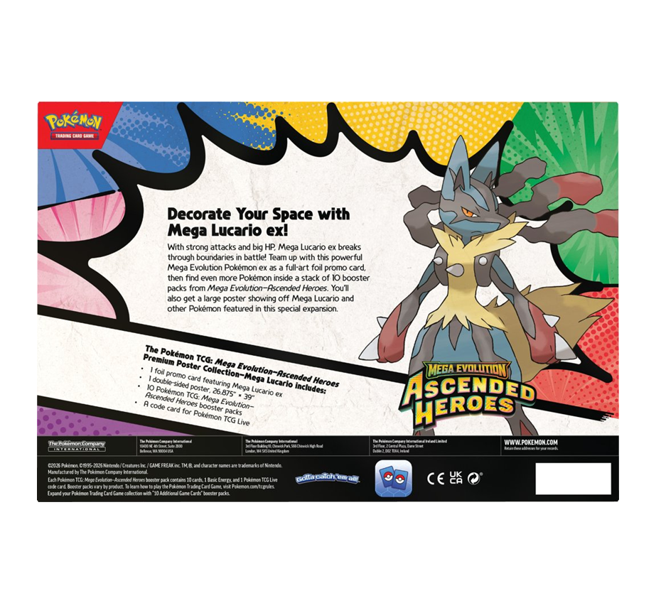 Pokemon TCG - Mega Evolution Ascended Heroes Premium Poster Collection Mega Lucario or Mega Gardevoir (Pre order 20.03.2026)