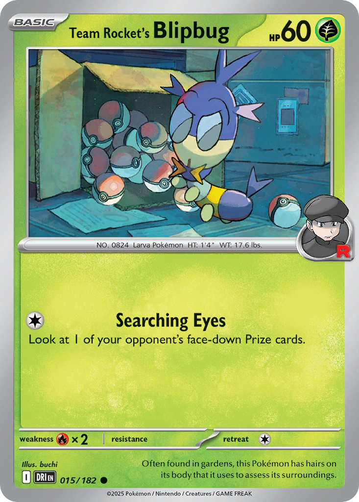 Pokemon TCG - Team Rocket's Blipbug 015/182 Destined Rivals NM