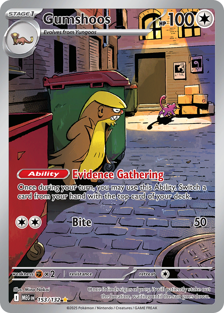 Gumshoos 153/132 Illustration Rare Mega Evolution Pokemon NM