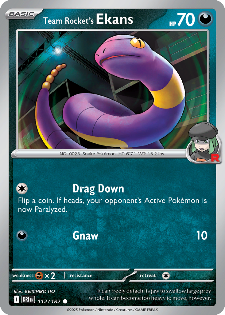 Pokemon TCG - Team Rocket's Ekans 112/182 Destined Rivals NM