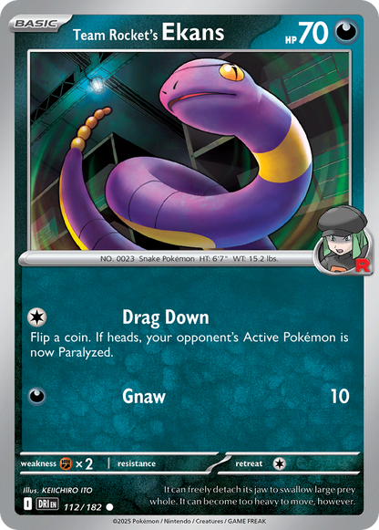Pokemon TCG - Team Rocket's Ekans 112/182 Destined Rivals NM