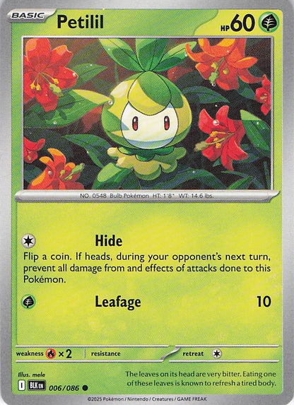 Pokemon TCG - Petilil 006/086 Black Bolt NM