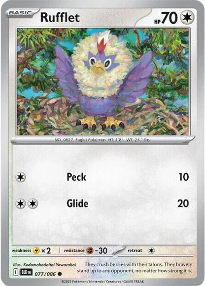 Pokemon TCG - Rufflet 077/086 Black Bolt NM