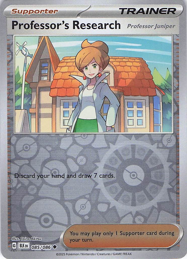 Pokemon TCG - Professor's Research 085/086 Black Bolt Reverse Holo NM