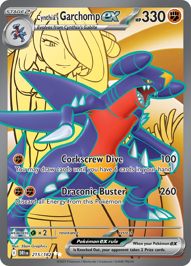 Cynthia's Garchomp ex 215/182 Ultra Rare Destined Rivals Pokemon Holo NM