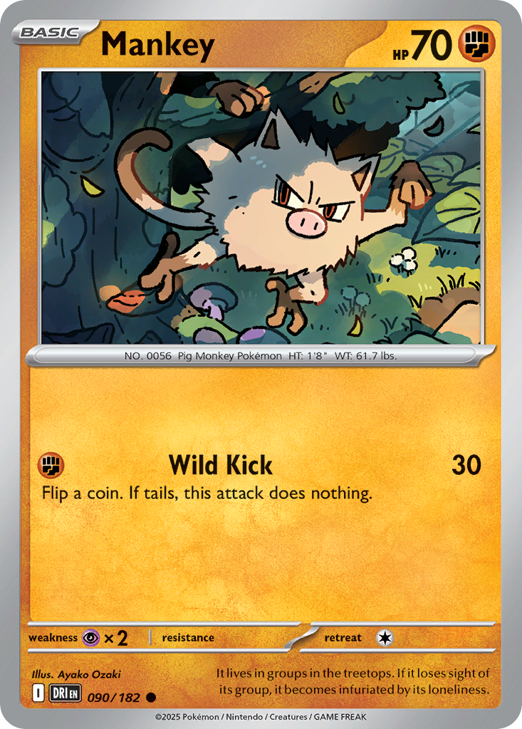 Pokemon TCG - Mankey 090/182 Destined Rivals NM