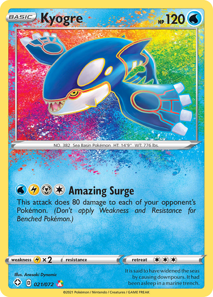Kyogre 021/072 Amazing Rare Shining Fates Pokemon NM