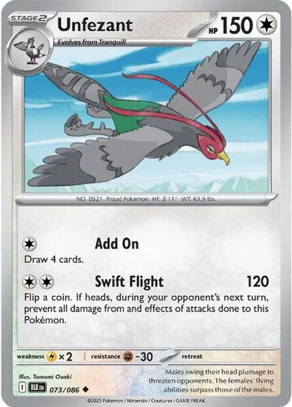 Pokemon TCG - Unfezant 073/086 Black Bolt NM