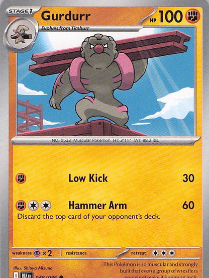Pokemon TCG - Gurdurr 048/086 Black Bolt NM