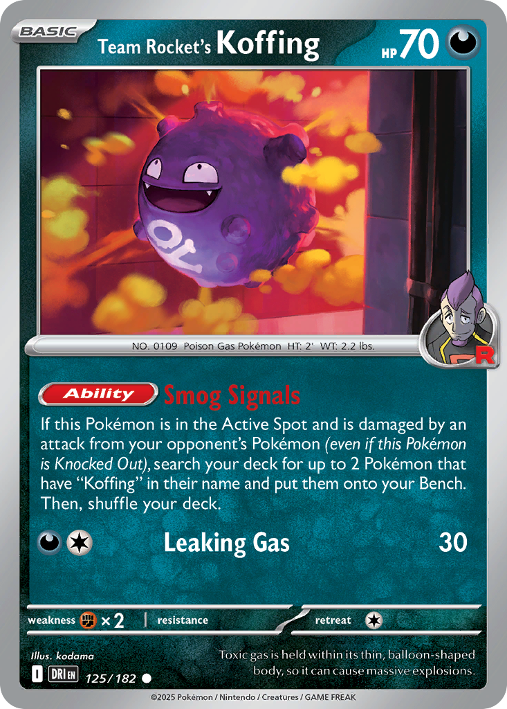 Pokemon TCG - Team Rocket's Koffing 125/182 Destined Rivals NM