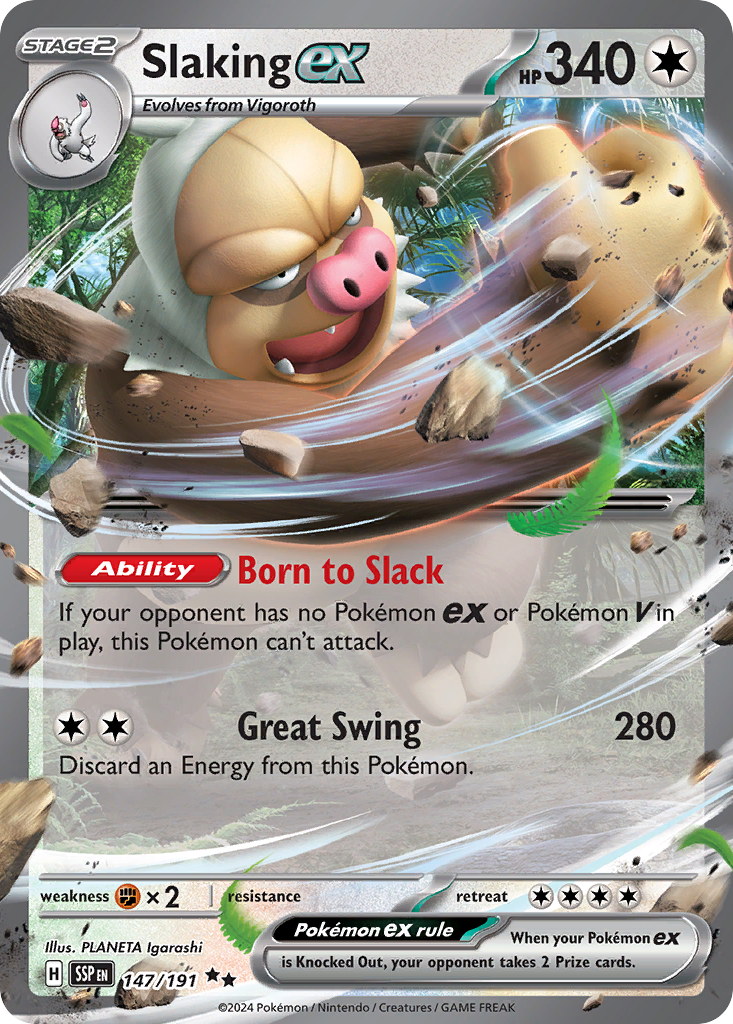 Slaking ex 147/191 Double Rare Surging Sparks Pokemon Holo Near Mint