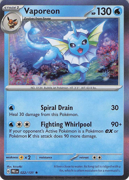 Pokemon TCG - Vaporeon 022/131 Holo Prismatic Evolutions NM