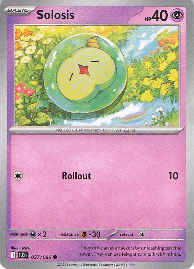 Pokemon TCG - Solosis 037/086 Black Bolt NM