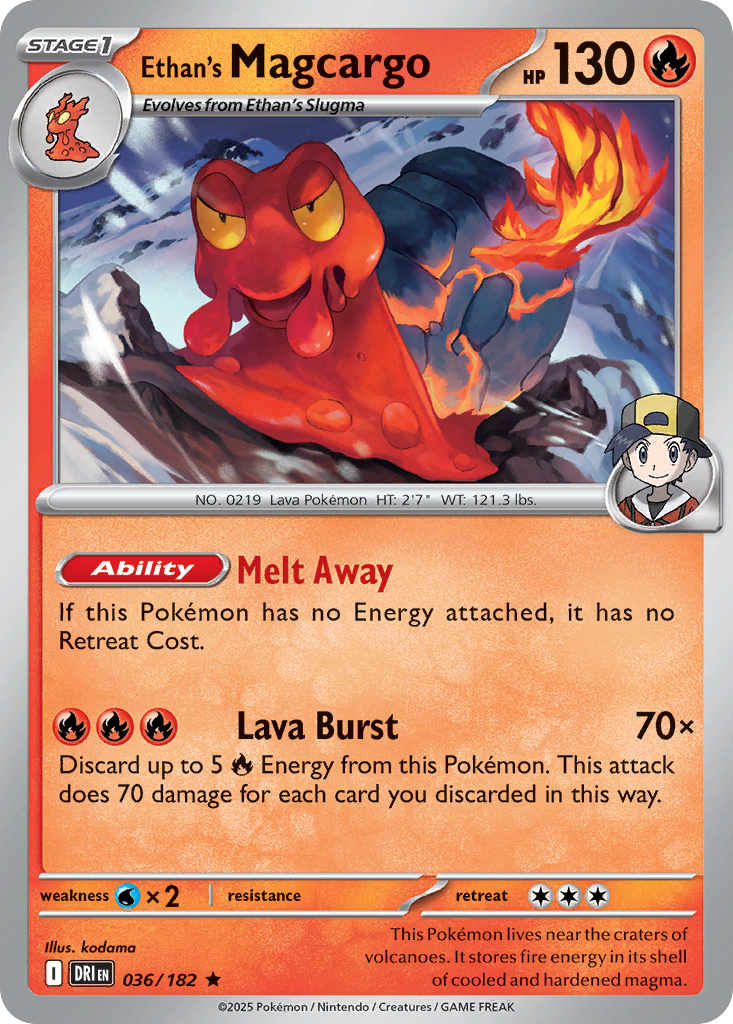 Pokemon TCG - Ethan's Magcargo 036/182 Destined Rivals Holo NM