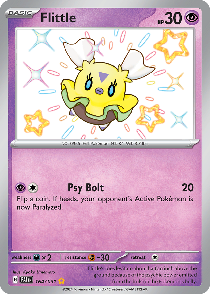 Flittle 164/091 Shiny Rare Paldean Fates Pokemon Holo NM