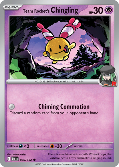 Pokemon TCG - Team Rocket's Chingling 085/182 Destined Rivals NM