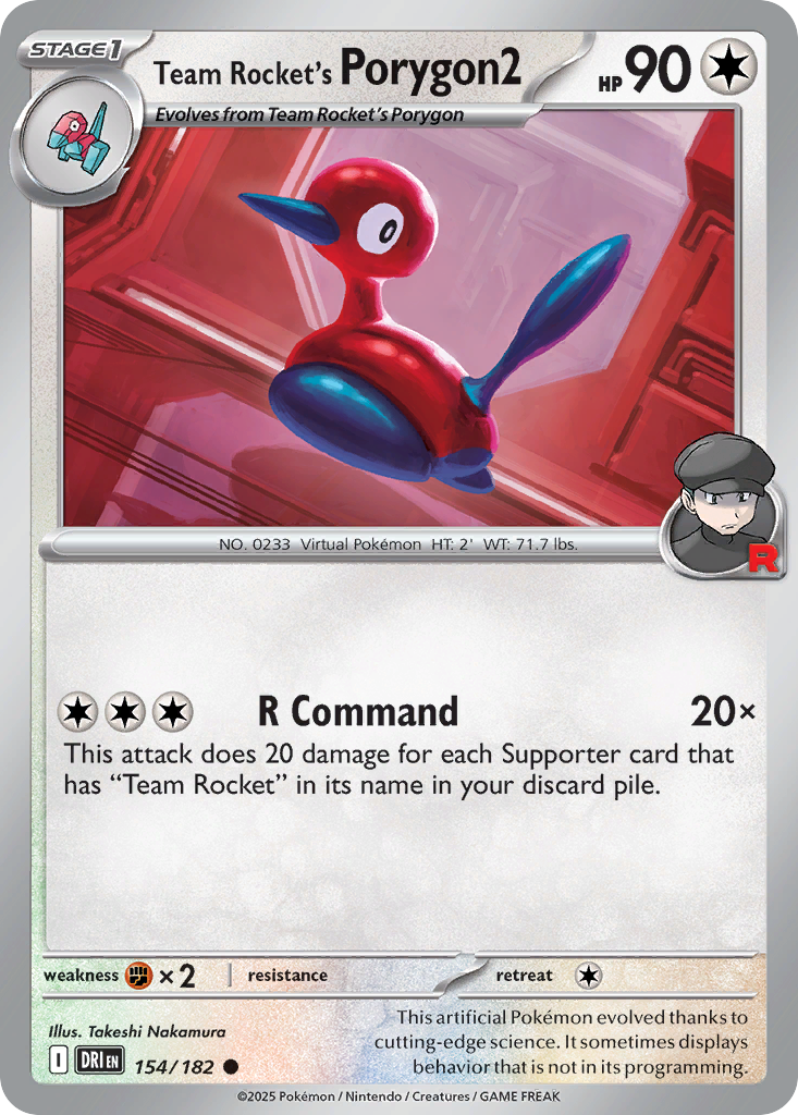 Pokemon TCG - Team Rocket's Porygon2 154/182 Destined Rivals NM
