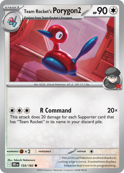 Pokemon TCG - Team Rocket's Porygon2 154/182 Destined Rivals NM