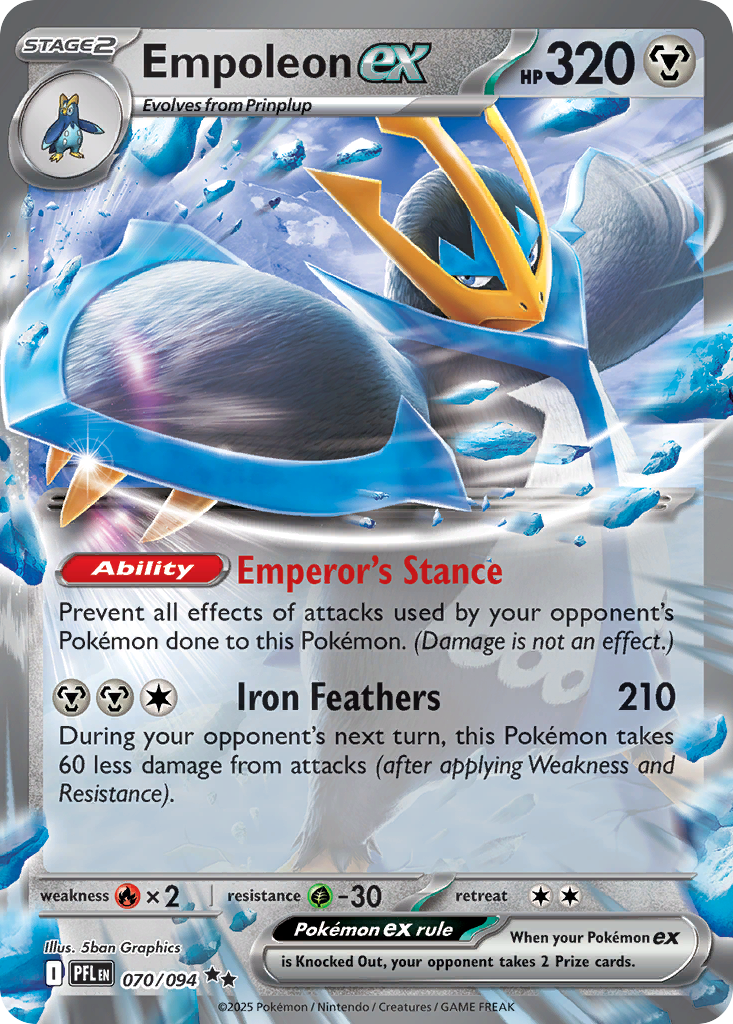 Empoleon ex 070/094 Double Rare Phantasmal Flames Pokemon Near Mint