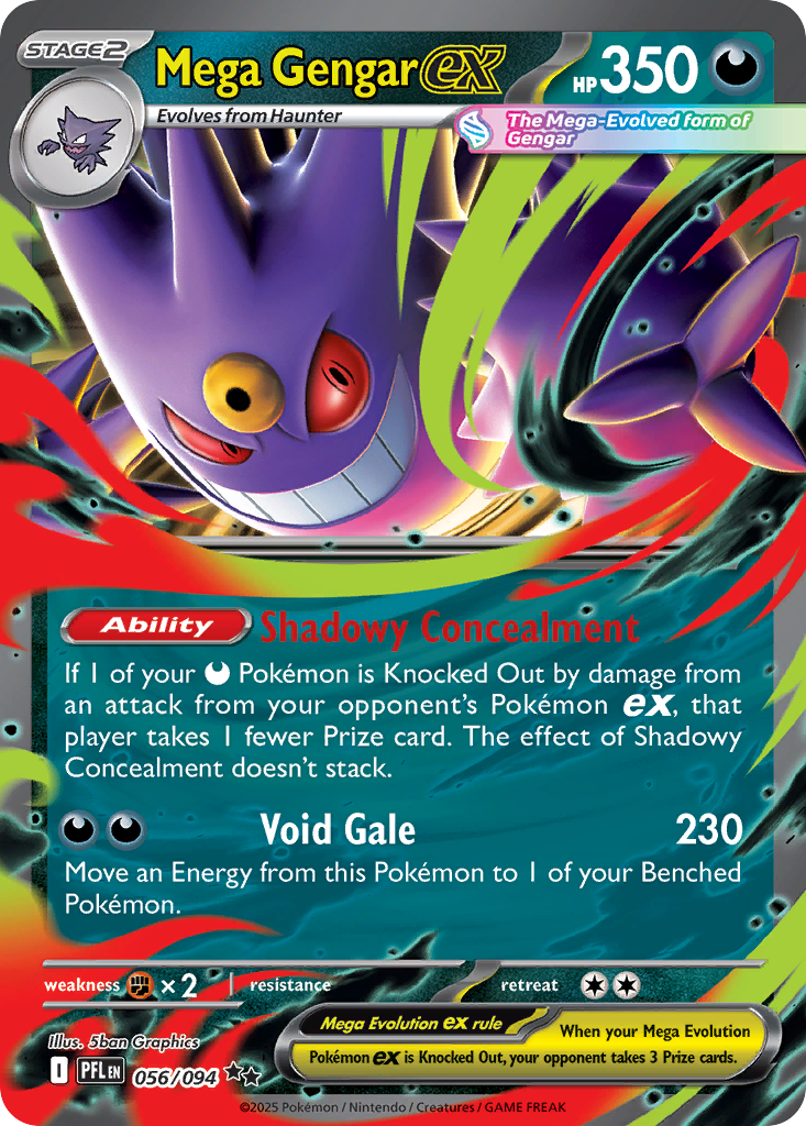 Mega Gengar ex 056/094 Double Rare Phantasmal Flames Pokemon NM
