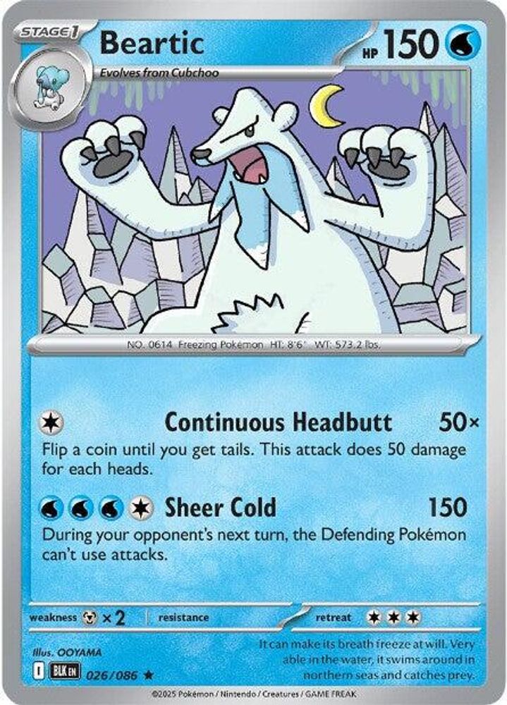 Pokemon TCG - Beartic 026/086 Holo Black Bolt NM