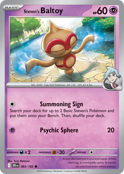Pokemon TCG - Steven's Baltoy 083/182 Destined Rivals NM