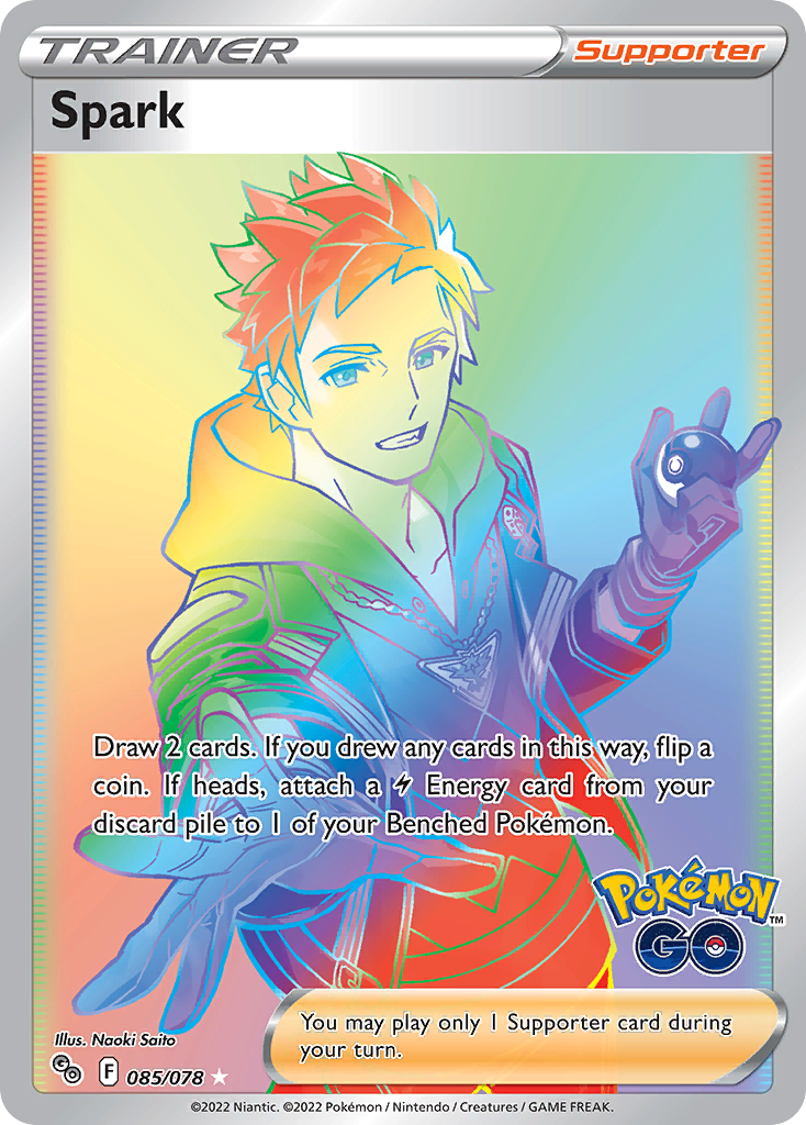 Spark 085/078 Rainbow Rare Pokemon GO Pokemon NM