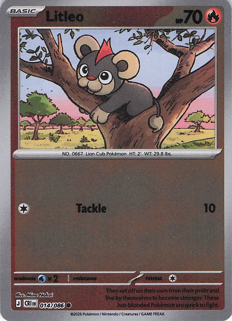 Pokemon TCG - Litleo 014/086 Chaos Rising Reverse Holo NM