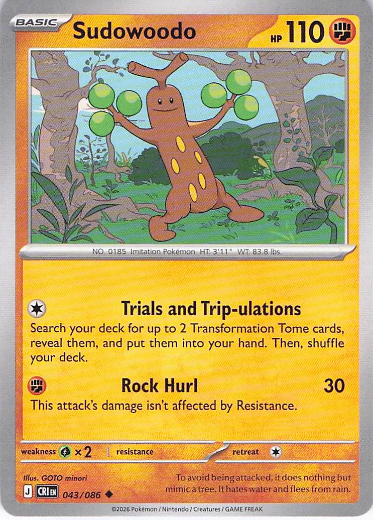 Pokemon TCG - Sudowoodo 043/086 Chaos Rising NM