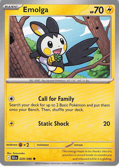 Pokemon TCG - Emolga 029/086 Black Bolt NM