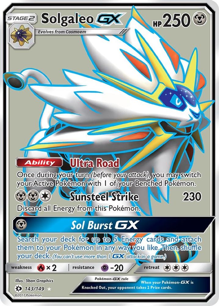 Solgaleo GX (Full Art) 143/149 Ultra Rare SM Base Set Pokemon NM