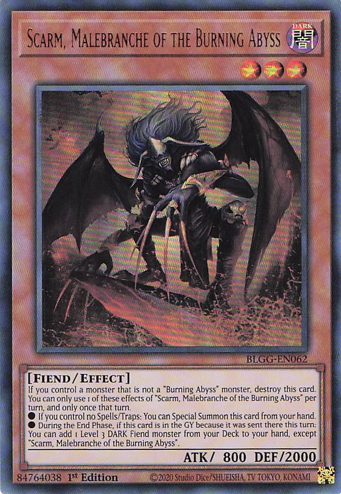 Scarm, Malebranche of the Burning Abyss BLGG-EN062 Yu-Gi-Oh 1st Edition NM