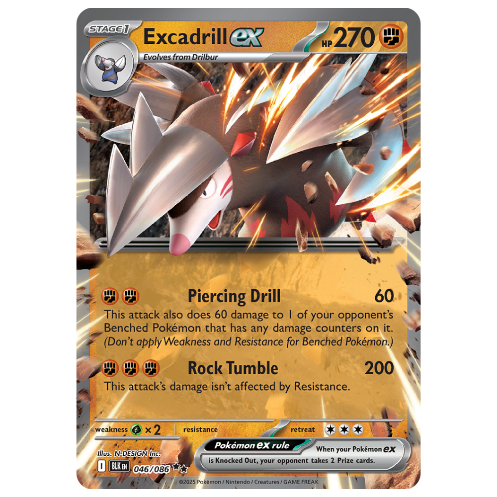 Pokemon TCG - Excadrill EX 046/086 - Double Rare NM/M [Black Bolt]