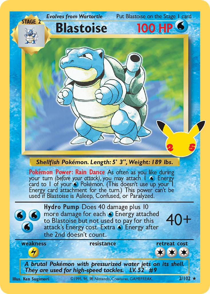 Blastoise 2/102 Celebrations: Classic Collection Pokemon LP