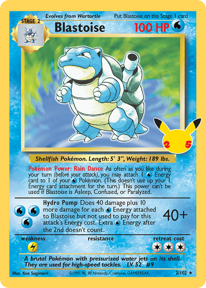 Blastoise 2/102 Celebrations: Classic Collection Pokemon LP