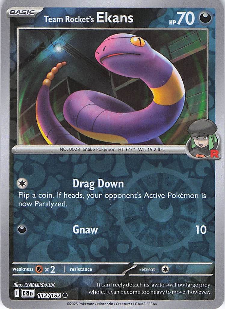 Pokemon TCG - Team Rocket's Ekans 112/182 Destined Rivals Reverse Holo NM
