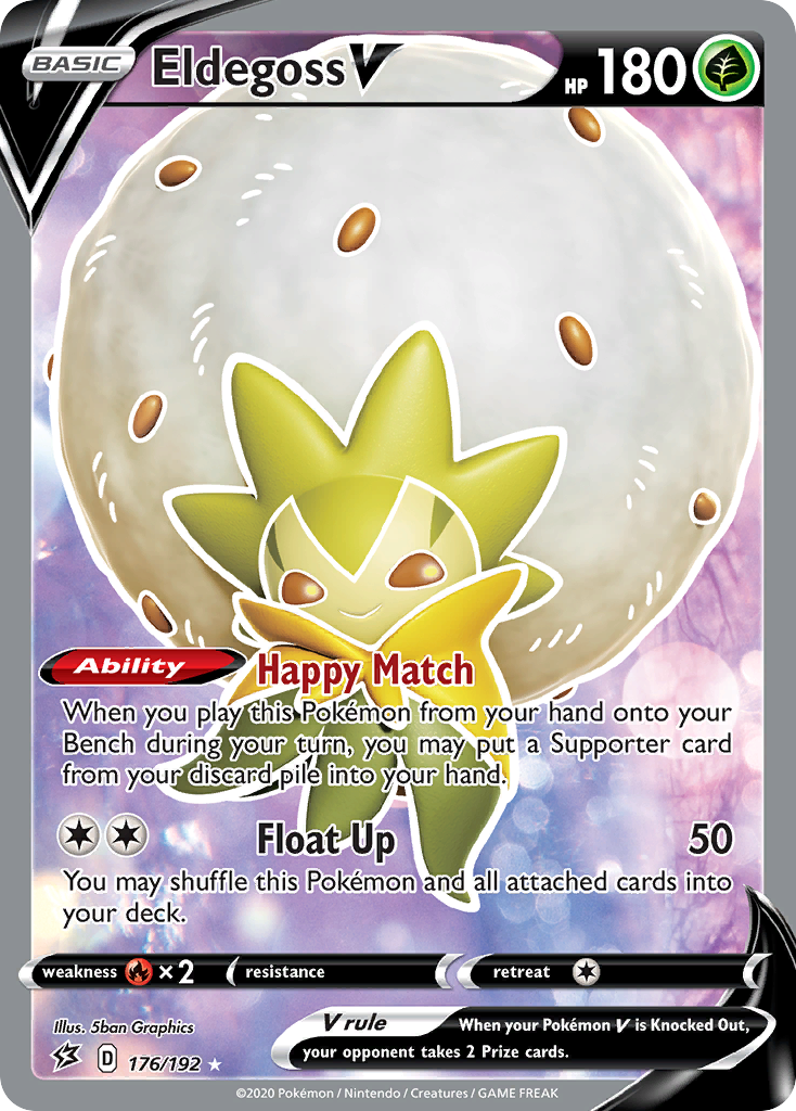 Eldegoss V 176/192 Ultra Rare Rebel Clash Pokemon Holo Near Mint