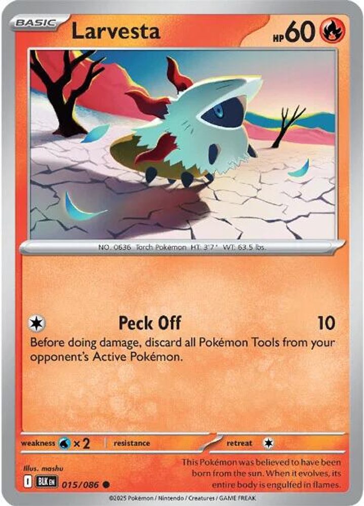 Pokemon TCG - Larvesta 015/086 Black Bolt NM