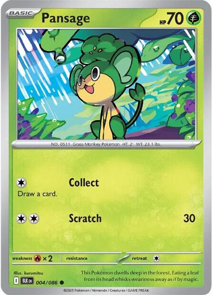 Pokemon TCG - Pansage 004/086 Black Bolt NM