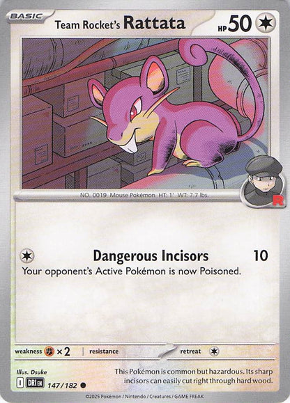 Pokemon TCG - Team Rocket's Rattata 147/182 Destined Rivals NM