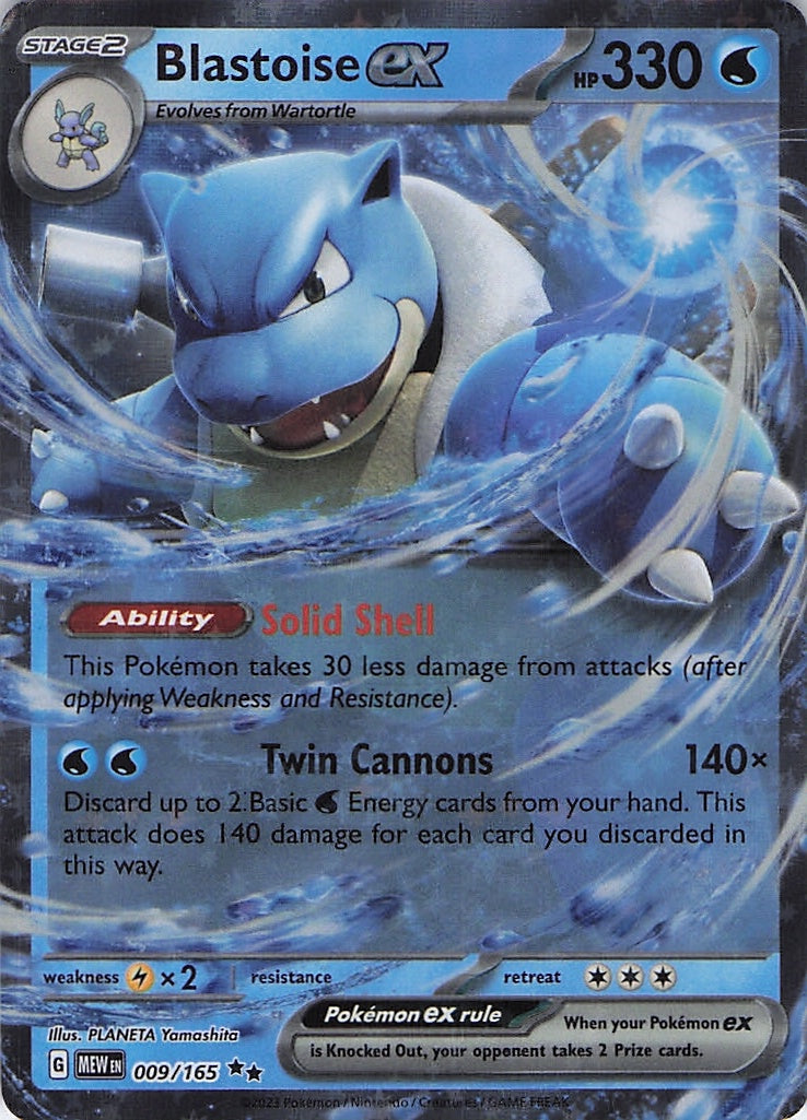 Blastoise ex 009/165 Double Rare 151 Pokemon Near Mint