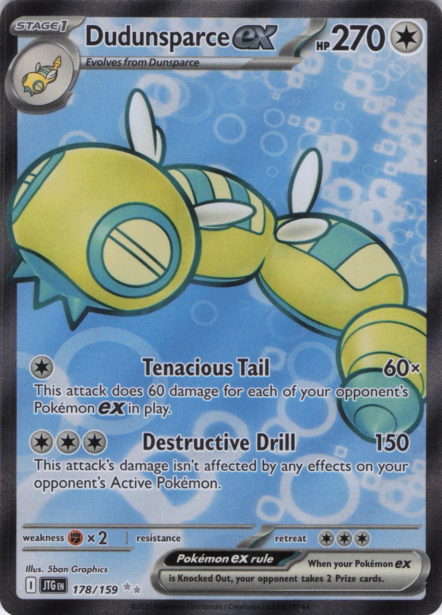 Dudunsparce ex 178/159 Ultra Rare Journey Together Pokemon Near Mint