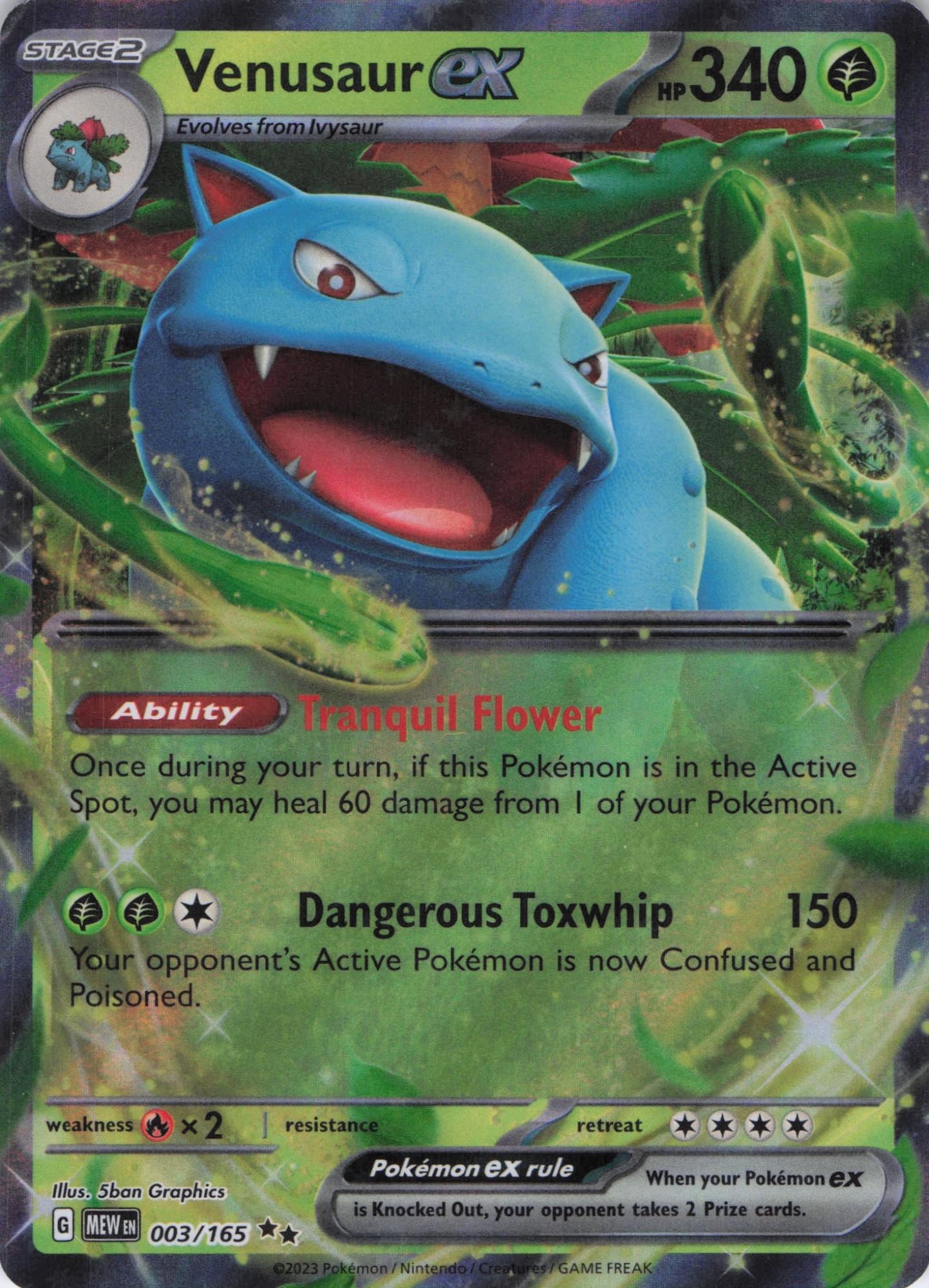 Venusaur ex 003/165 Double Rare 151 Pokemon Near Mint