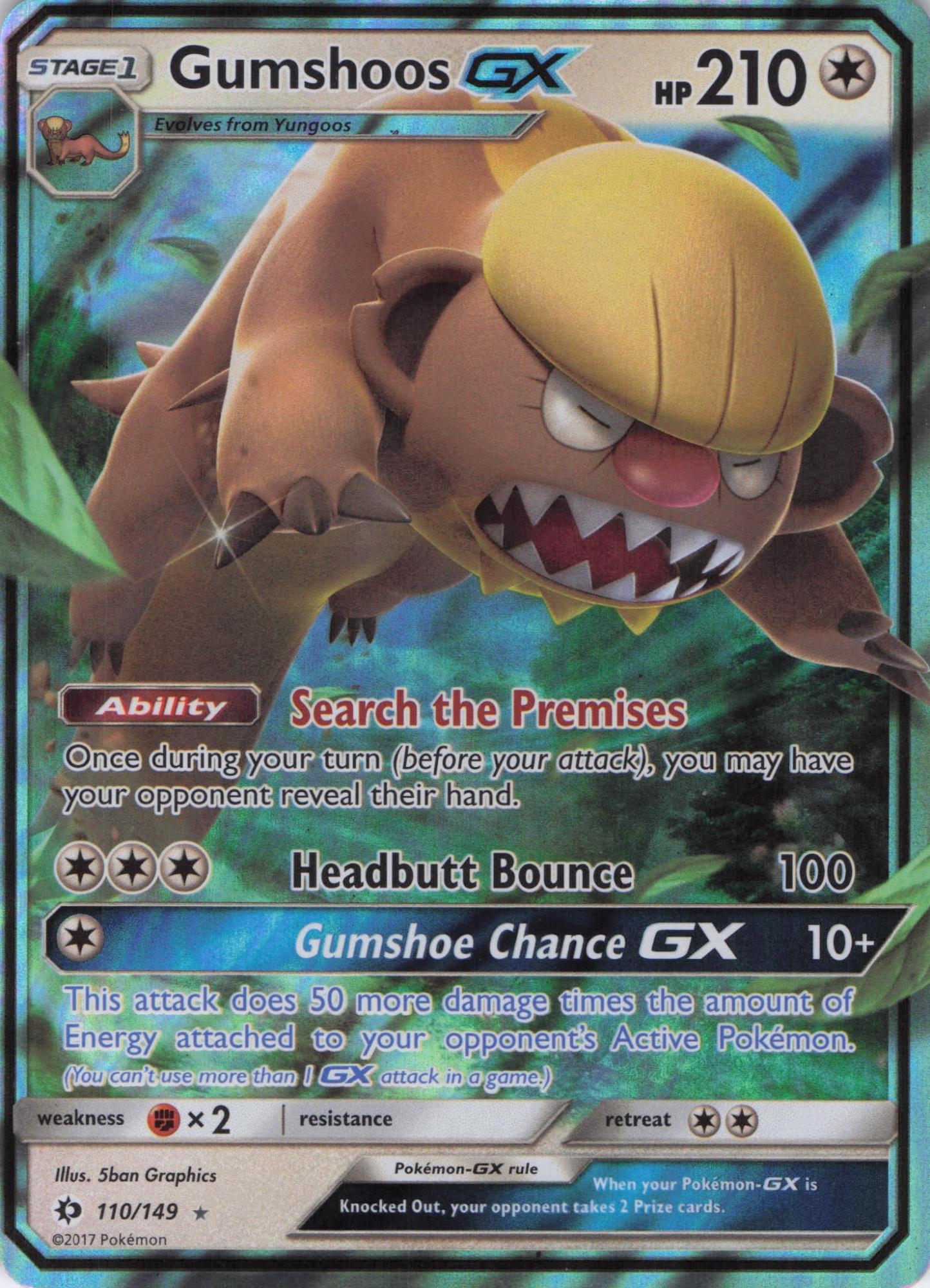 Gumshoos GX 110/149 Holo Rare GX Sun & Moon Pokemon Near Mint