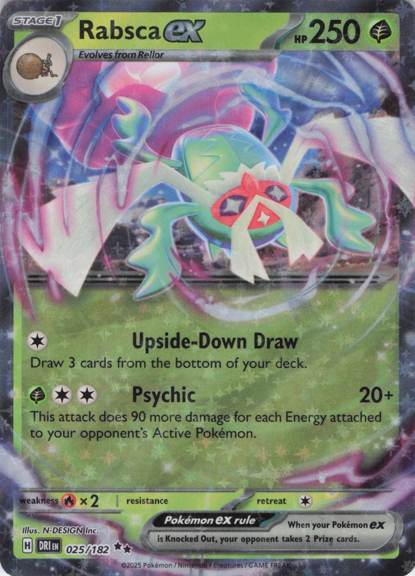 Rabsca ex 025/182 Double Rare Destined Rivals Pokemon Near Mint