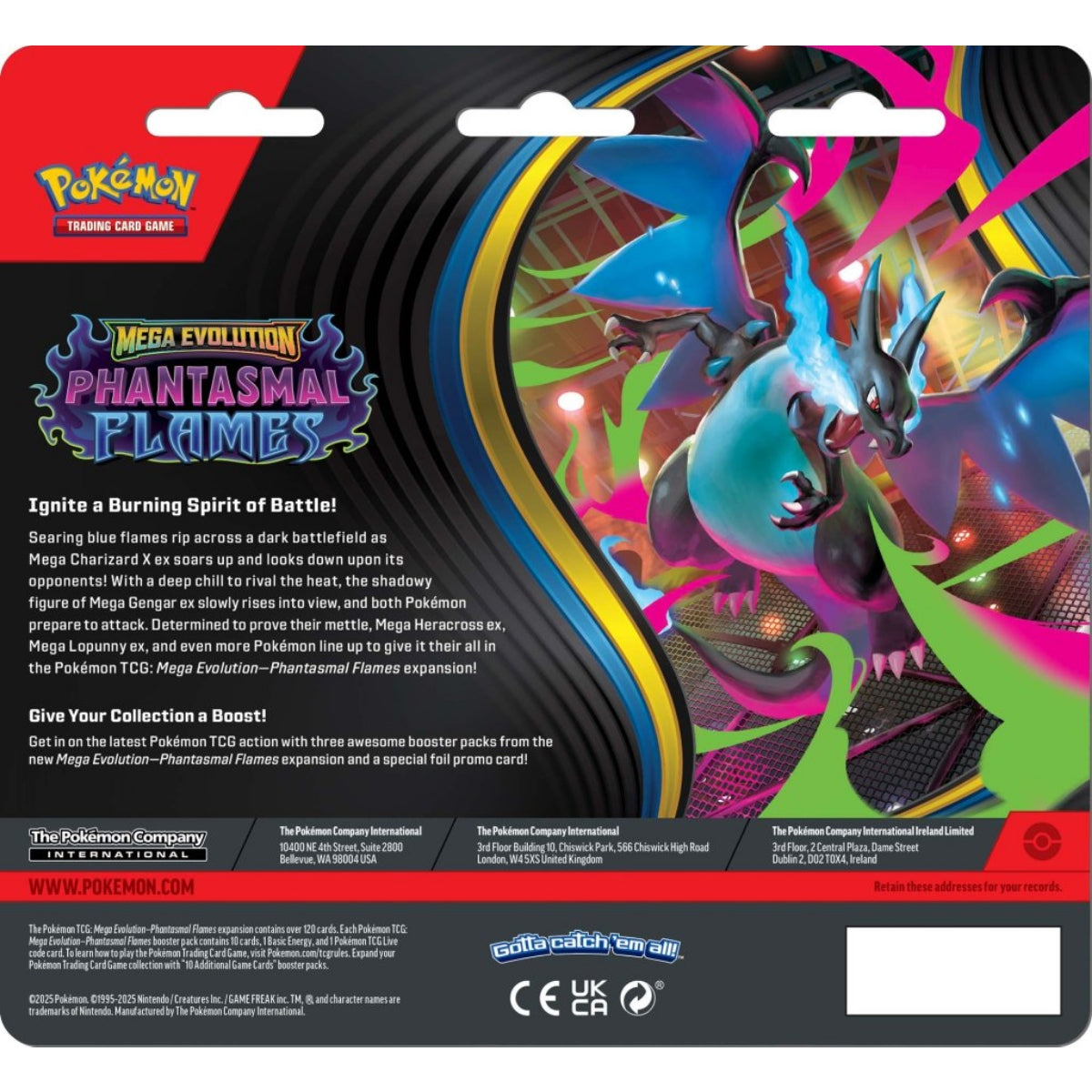 Pokemon TCG - Mega Evolution Phantasmal Flames Three Booster Blister