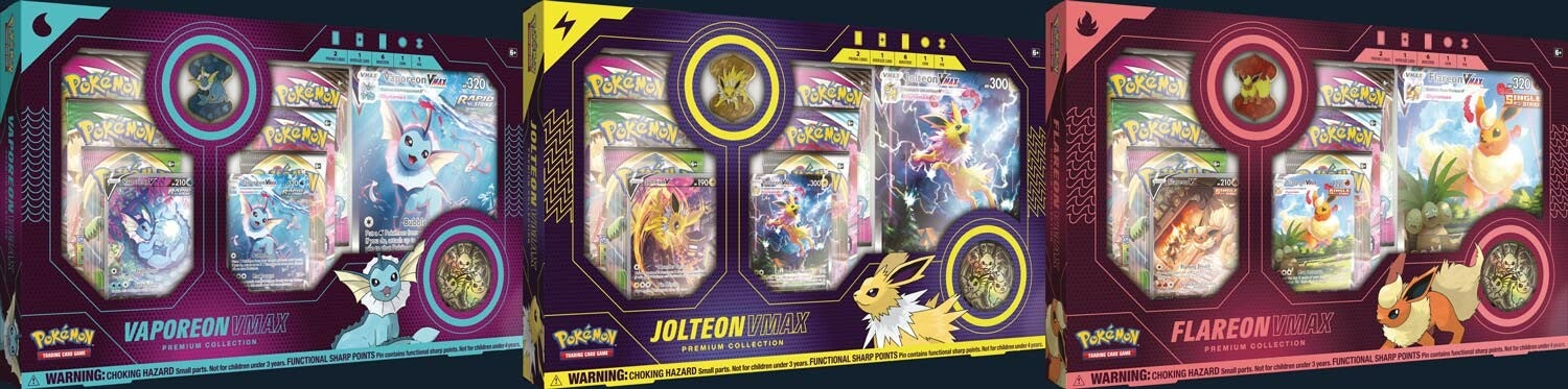 Pokemon TCG - Vaporeon VMAX / Jolteon VMAX / Flareon VMAX Premium Collection (Full Set)