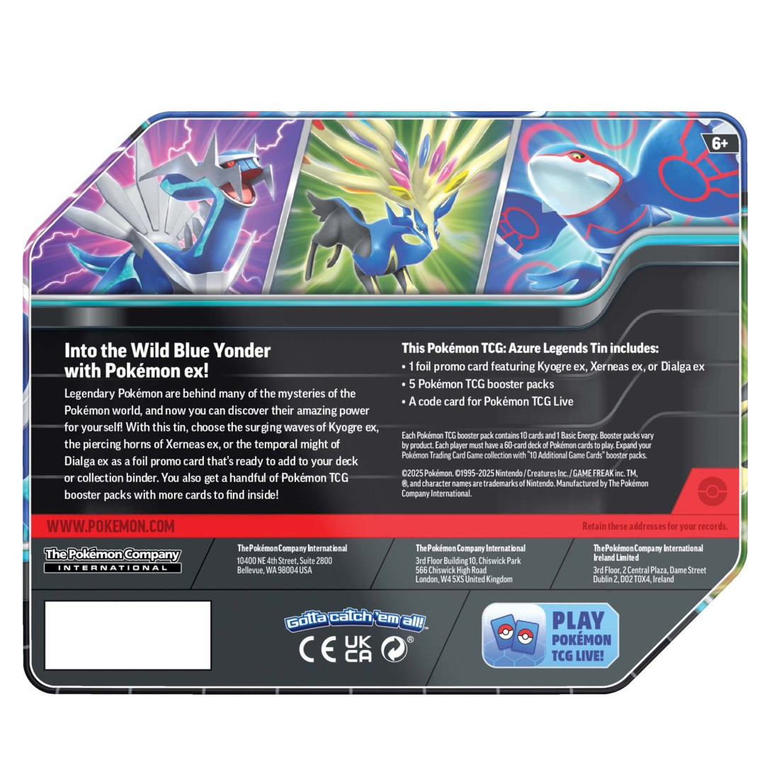 Pokemon TCG - Azure Legends Tin (Dialga) [PRE ORDER MARCH 14th 2025]